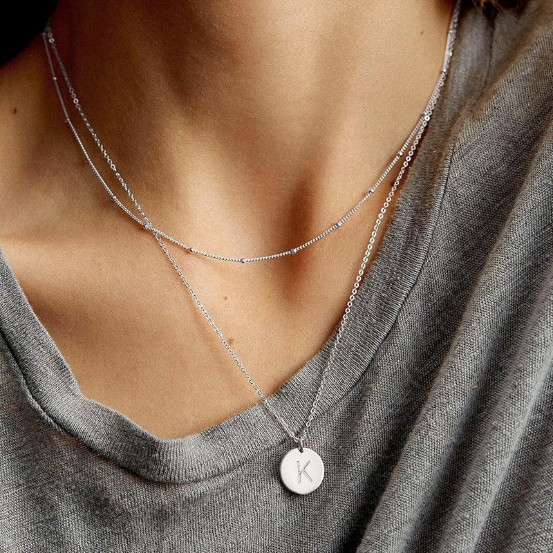 Vjoypro Initial Layered Necklaces for Women, 14K-Gold-Plated Coin Letter Necklace Bar Stacking Layer Necklace Multi Bar Layering Y-Necklaces Jewelry for Women - Image 2